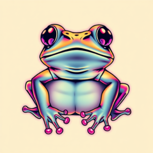 Vaporwave Frog Tattoo