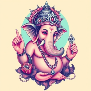 Vaporwave Ganesha Tattoo