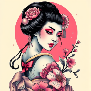 Vaporwave Geisha Tattoo