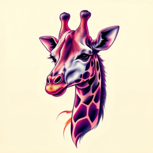 Vaporwave Giraffe Tattoo