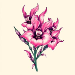Vaporwave Gladiolus Tattoo