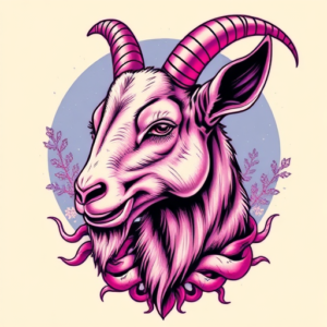 Vaporwave Goat Tattoo