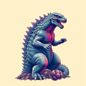 Vaporwave Godzilla Tattoo