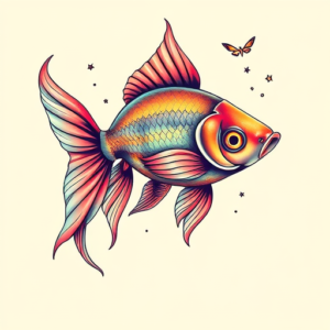 Vaporwave Goldfish Tattoo