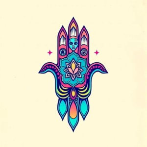 Vaporwave Hamsa Tattoo