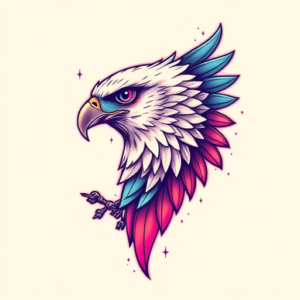 Vaporwave Hawk Tattoo