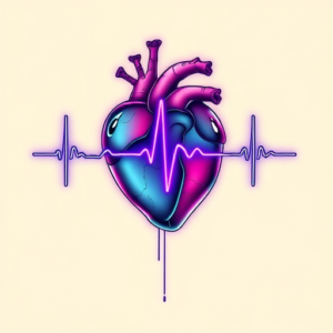 Vaporwave Heartbeat Tattoo