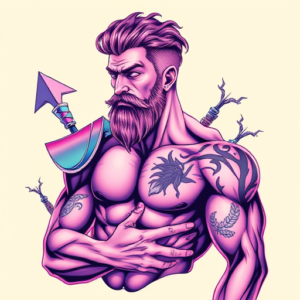 Vaporwave Hercules Tattoo