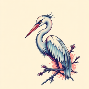 Vaporwave Heron Tattoo