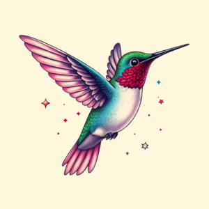 Vaporwave Hummingbird Tattoo