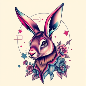 Vaporwave Jackalope Tattoo