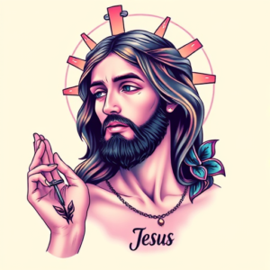 Vaporwave Jesus Tattoo