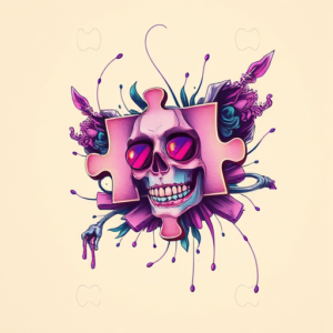 Vaporwave Jigsaw Tattoo