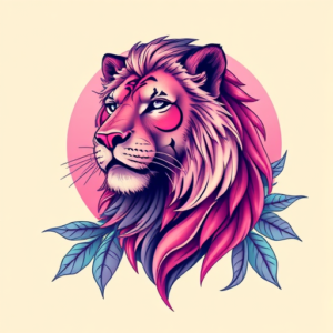 Vaporwave Leo Tattoo