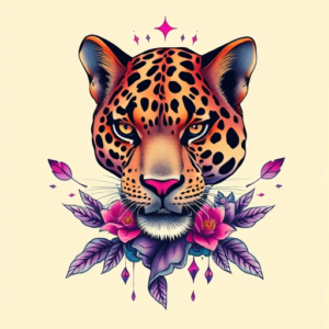 Vaporwave Leopard Tattoo