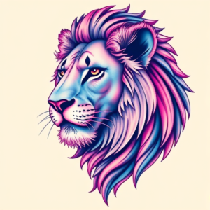 Vaporwave Lioness Tattoo