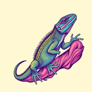 Vaporwave Lizard Tattoo