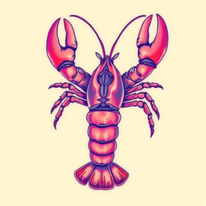 Vaporwave Lobster Tattoo