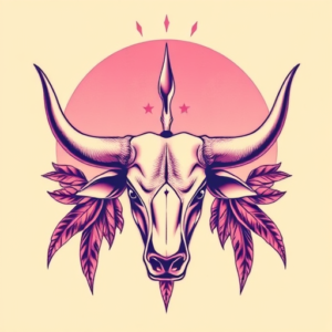 Vaporwave Longhorn Tattoo