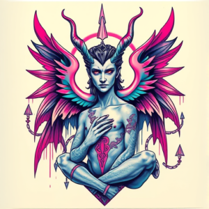 Vaporwave Lucifer Tattoo