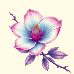 Vaporwave Magnolia Tattoo