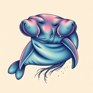 Vaporwave Manatee Tattoo