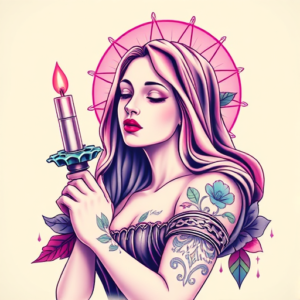 Vaporwave Mary Tattoo