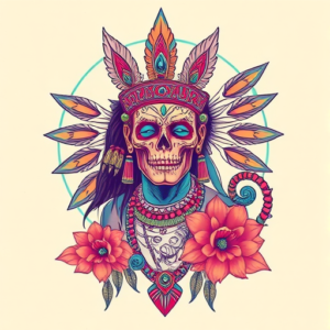 Vaporwave Mictlantecuhtli Tattoo