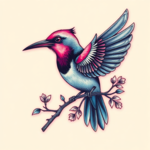 Vaporwave Mockingbird Tattoo