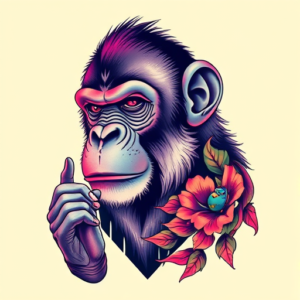 Vaporwave Monkey Tattoo