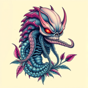 Vaporwave Monstera Tattoo