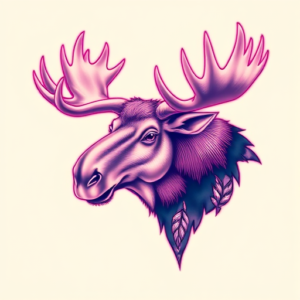 Vaporwave Moose Tattoo