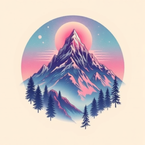 Vaporwave Mountain Tattoo