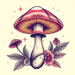 Vaporwave Mushroom Tattoo