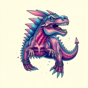Vaporwave Mythosaur Tattoo