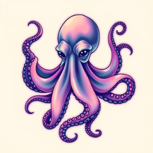 Vaporwave Octopus Tattoo