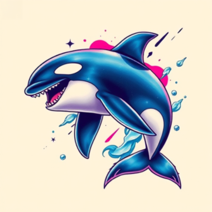 Vaporwave Orca Tattoo
