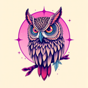Vaporwave Owl Tattoo