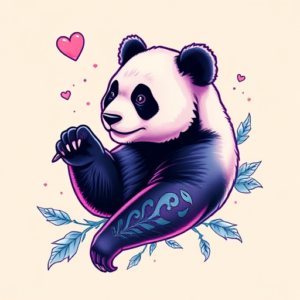 Vaporwave Panda Tattoo