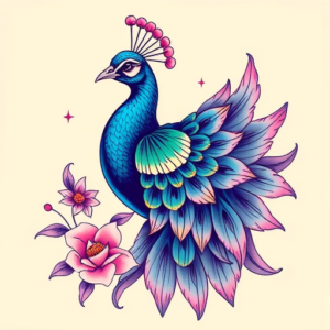 Vaporwave Peacock Tattoo