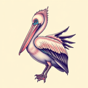 Vaporwave Pelican Tattoo