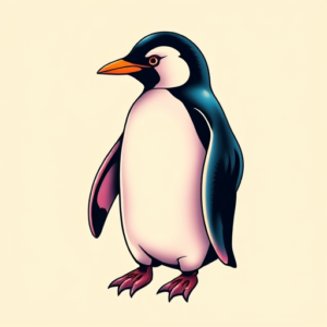 Vaporwave Penguin Tattoo