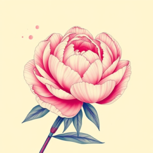 Vaporwave Peony Tattoo