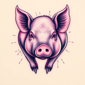 Vaporwave Pig Tattoo