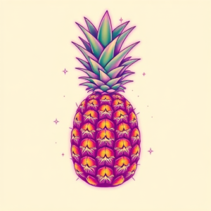Vaporwave Pineapple Tattoo