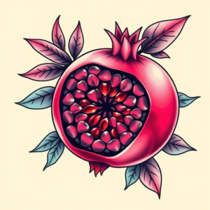Vaporwave Pomegranate Tattoo