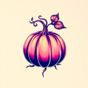 Vaporwave Pumpkin Tattoo