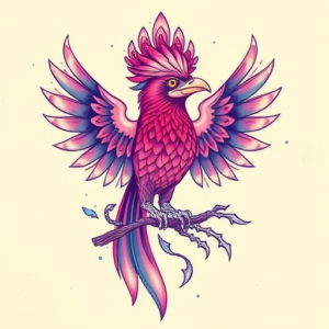 Vaporwave Quetzal Tattoo