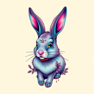 Vaporwave Rabbit Tattoo