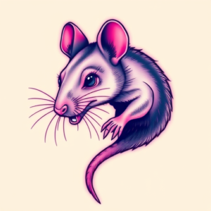 Vaporwave Rat Tattoo